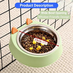 Stainless Steel Hanging Pet Bowl Cat Ear Design Food and Water Feeder - GreenFur