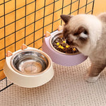 Stainless Steel Hanging Pet Bowl Cat Ear Design Food and Water Feeder - GreenFur