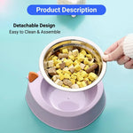 Stainless Steel Hanging Pet Bowl Cat Ear Design Food and Water Feeder - GreenFur