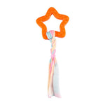 Star Shape TPR Dog Pet Chew Toy with Braided Rope - GreenFur