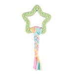 Star Shape TPR Dog Pet Chew Toy with Braided Rope - GreenFur