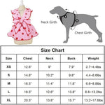 Strawberry Print Dog Dress with Leash Ring and Bow Decor - GreenFur