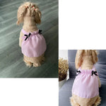 Striped Print Dress with Bow Decor for Dogs - GreenFur