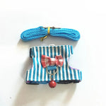 Stripes Bowknot Small Small Animals Harness and Leash Set, Blue - GreenFur