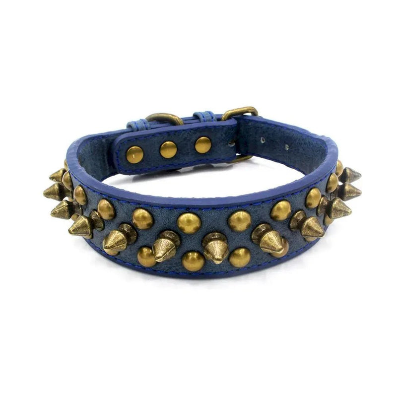 Studded Leather Collar for Medium Large Dogs - GreenFur