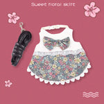 Stylish Cute Cotton Floral Rabbit Dress with Leash - GreenFur