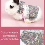 Stylish Cute Cotton Floral Rabbit Dress with Leash - GreenFur