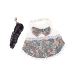 Stylish Cute Cotton Floral Rabbit Dress with Leash - GreenFur
