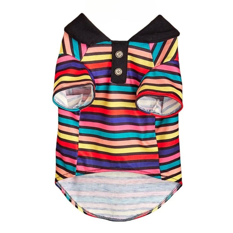 Stylish Cute Polyester Pet Striped Polo Shirt - GreenFur