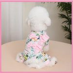 Stylish Floral Coquette Bow Dog Jumpsuit - GreenFur