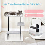 Stylish Iron Frame Large Platform Wood Modern Cat Tree - GreenFur