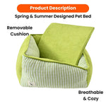 Summer Anti - slip Polyester Cotton Green Square Pet Dog Bed - GreenFur
