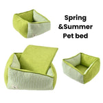 Summer Anti - slip Polyester Cotton Green Square Pet Dog Bed - GreenFur