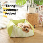 Summer Anti - slip Polyester Cotton Green Square Pet Dog Bed - GreenFur