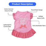 Summer Cotton Pet Dress Flutter Sleeve Outfit for Cat and Small Dog - GreenFur
