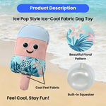 Summer Ice Pop Style Floating Squeaky Ice - Cool Fabric Dog Toy - GreenFur