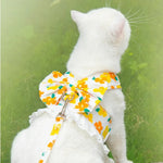 Summer Lightweight Pet Harness Dress with Bow and Matching Leash - GreenFur