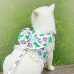 Summer Lightweight Pet Harness Dress with Bow and Matching Leash - GreenFur