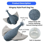 Summer Marine Life Series Stingray Style Rustling Plush Dog Toy - GreenFur