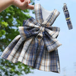 Summer Plaid Pet Dress with Bowknot - GreenFur