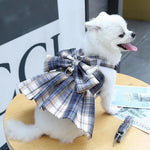 Summer Plaid Pet Dress with Bowknot - GreenFur