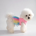 Summer Tulle Pet Dress with Rainbow Design for Dogs and Cats - GreenFur