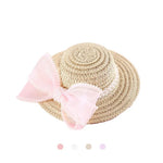 Sun Protection Straw Hat with Bow Knot for Cats - GreenFur