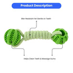 Teeth Cleaning TPR Dog Ball Toy with Cotton Rope - GreenFur