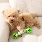 Teeth Cleaning TPR Dog Ball Toy with Cotton Rope - GreenFur