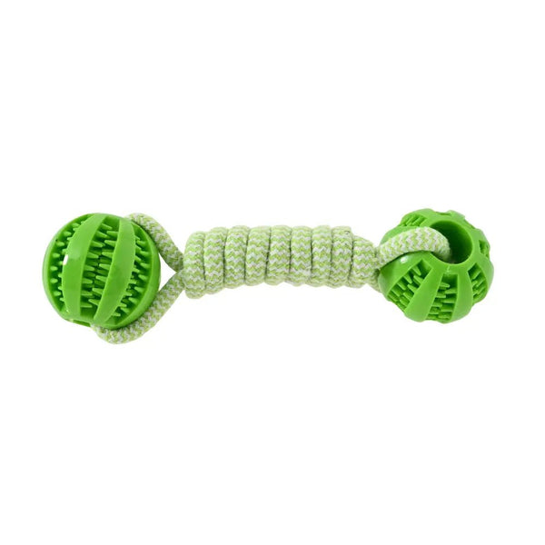 Teeth Cleaning TPR Dog Ball Toy with Cotton Rope - GreenFur