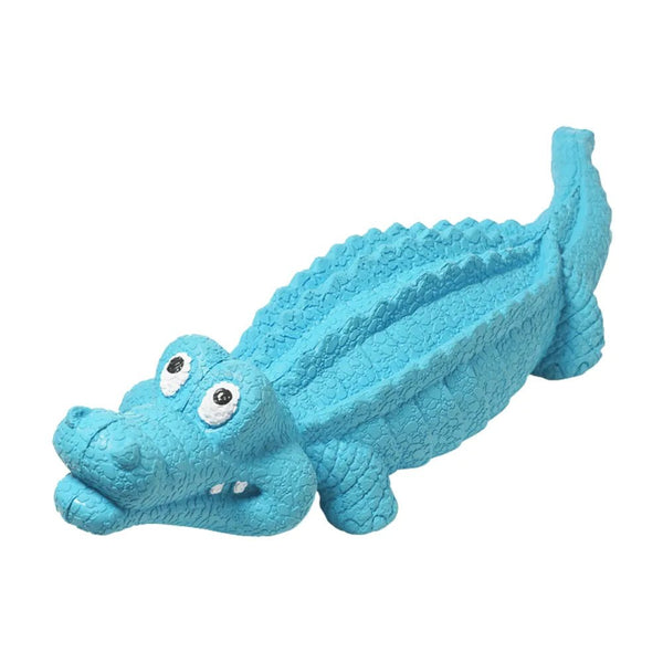 Teething Cleaning Squeaky Crocodile Rubber Dog Chew Toy - GreenFur