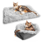 Thickened 2 - in - 1 Foldable Washable Plush Pet Bed - GreenFur