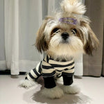 Thickened Cotton Striped Winter Pajamas with Fleece Lining for Small to Medium Dog - GreenFur