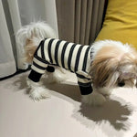 Thickened Cotton Striped Winter Pajamas with Fleece Lining for Small to Medium Dog - GreenFur