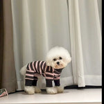 Thickened Cotton Striped Winter Pajamas with Fleece Lining for Small to Medium Dog - GreenFur