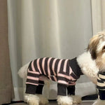 Thickened Cotton Striped Winter Pajamas with Fleece Lining for Small to Medium Dog - GreenFur