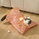 Three - Layer Crinkle Interactive Cat Tunnel with Hanging Mouse Toy - GreenFur
