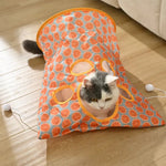 Three - Layer Crinkle Interactive Cat Tunnel with Hanging Mouse Toy - GreenFur