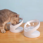 Tilted Cat Bowl Ergonomic Raised Feeding Dish Neck Protection Pet Bowl - GreenFur