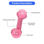 TPR Dumbbell Dog Chew Toy Rope Design Teething and Boredom Relief Toy - GreenFur
