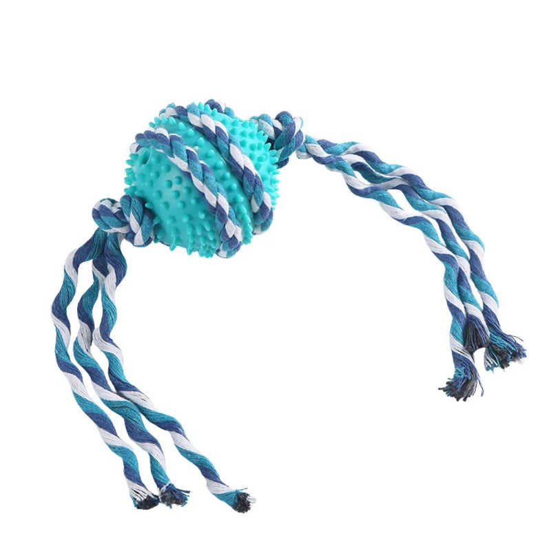 TPR Spiky Dog Ball Toy with Cotton Rope Durable Chew Toy - GreenFur