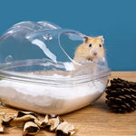 Transparent Hamster Bath House Dwarf Hamster Bathing Tub with Splash Guard - GreenFur