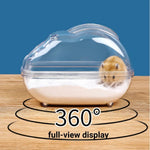 Transparent Hamster Bath House Dwarf Hamster Bathing Tub with Splash Guard - GreenFur
