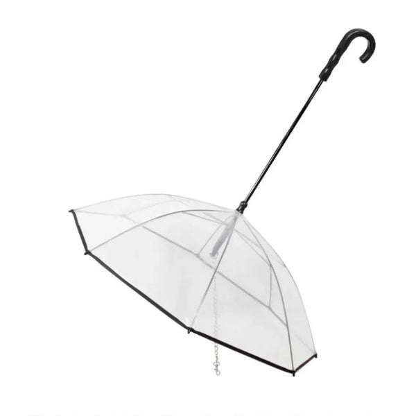 Transparent Pet Umbrella Dog Rain Umbrella with Leash for Walking - GreenFur