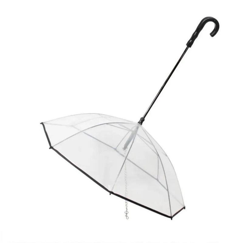 Transparent Pet Umbrella Dog Rain Umbrella with Leash for Walking - GreenFur