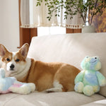 Trendy Colorful Frog Style Plush Dog Toy with Squeaker - GreenFur