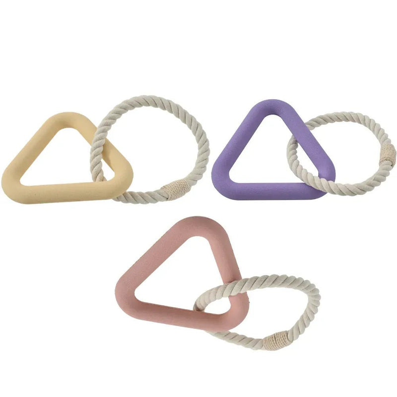 Triangle TPR Dog Pull Ring Toy with Cotton Rope - GreenFur
