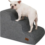 US Local Stock 3 Steps Foam Pet Stairs with Non - Slip Fluffy Surface and Washable Cover, US Warehouse Free Shipping - GreenFur