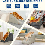 US Local Stock 3 Steps Foam Pet Stairs with Non - Slip Fluffy Surface and Washable Cover, US Warehouse Free Shipping - GreenFur
