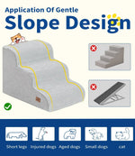 US Local Stock 3 Steps Grey Dog Stairs for Small Dogs, US Warehouse Free Shipping - GreenFur